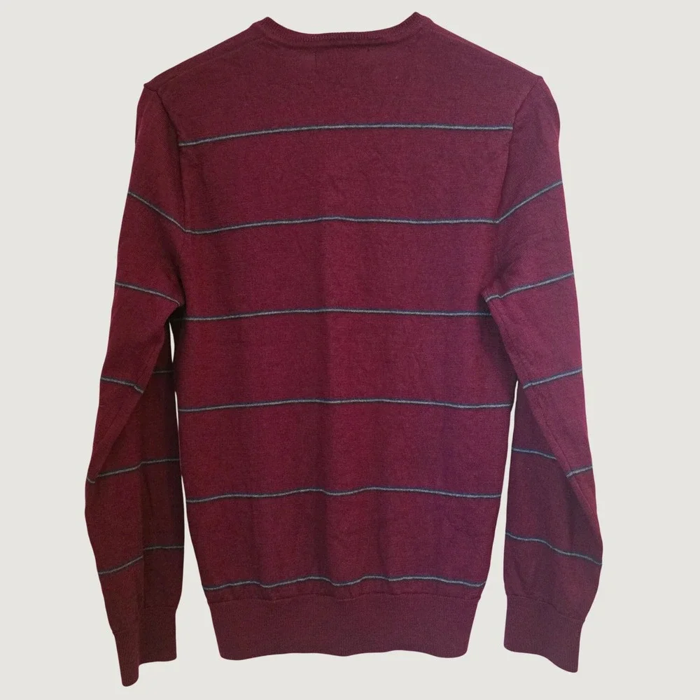 Banana Republic V-Neck Men's Sweater Burgundy 100% Merino Wool Autumn Fall Work